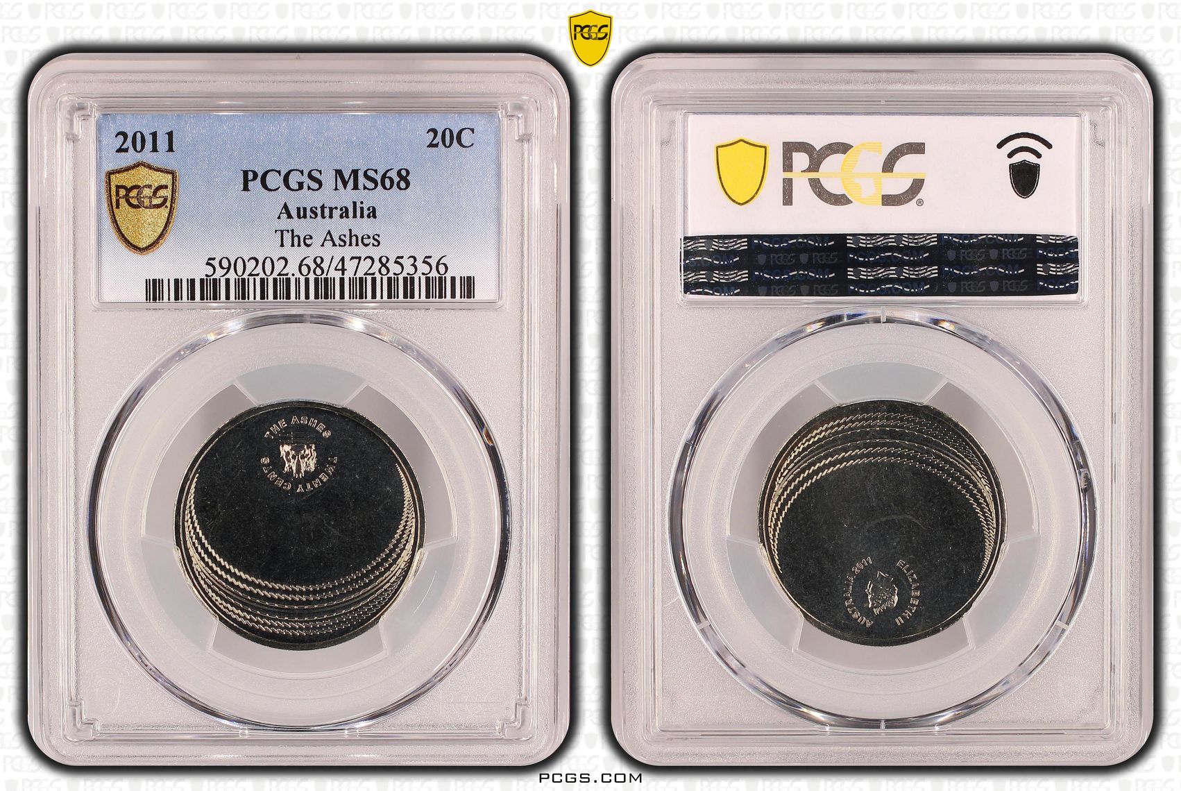 Elizabeth II, The Ashes, Twenty Cent, 2011, PCGS MS68