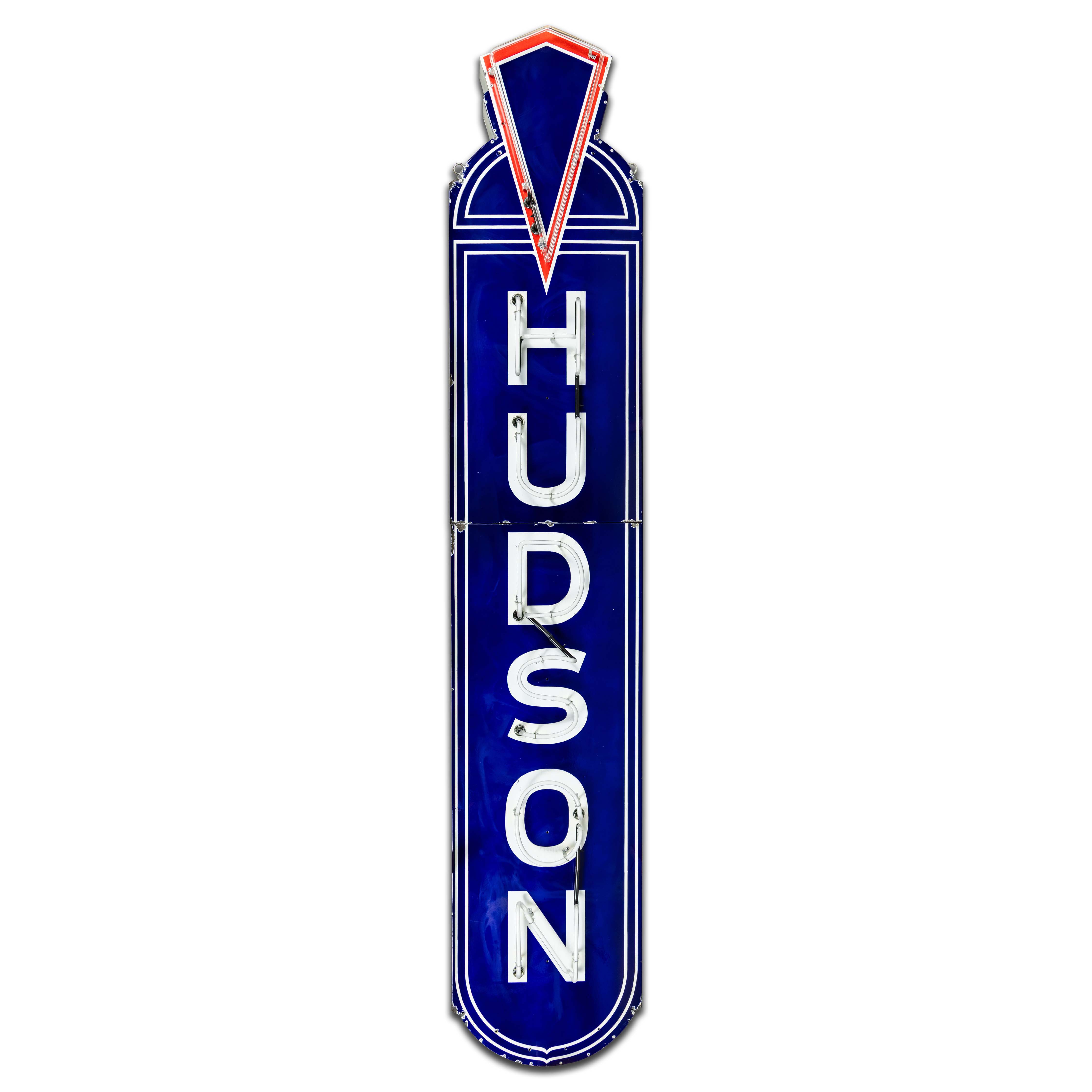 Hudson Automobiles 11' Die Cut Single Sided Porcelain Factory Neon Sign ...