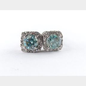 0.944cts Moissanite Egl Certified And 0.16cts Diamonds 18ct White Gold Earrings -51529/53 - 51533/33