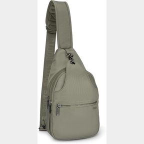ROOTS SLING BAG 3 ZIPPERED COMPARTMENTS, ANTI-THEFT AND MULTI WEAR STRAP, RFID BLOCKING POCKET, MADE FROM RECYCLED FABRIC