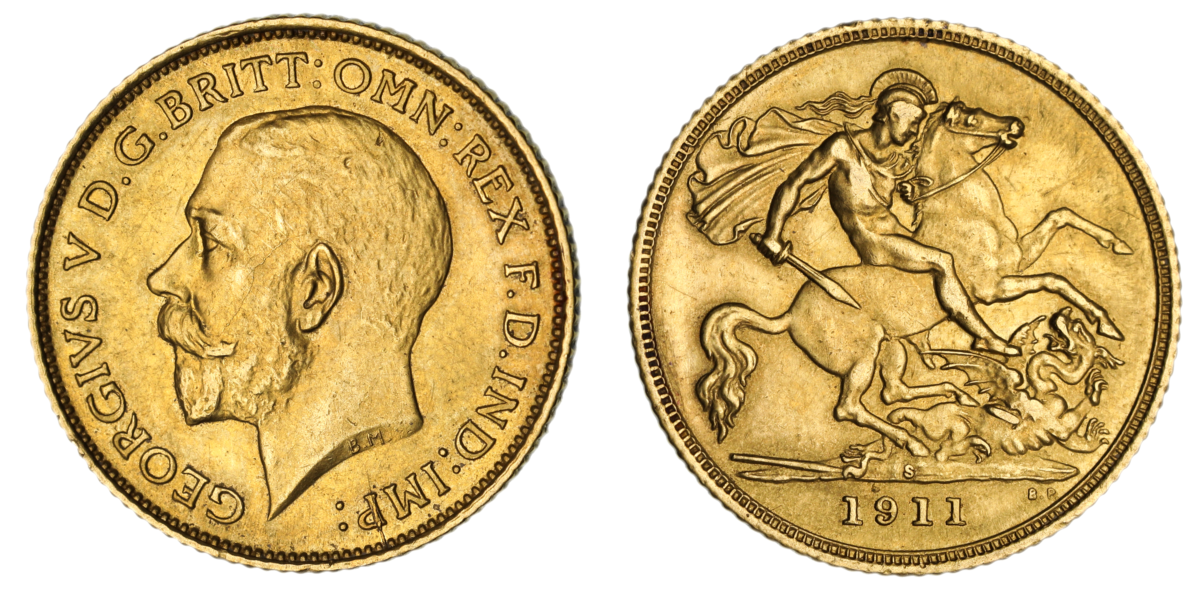 George V, St. George Reverse - Sydney Mint, Half Sovereign, 1911, UNC