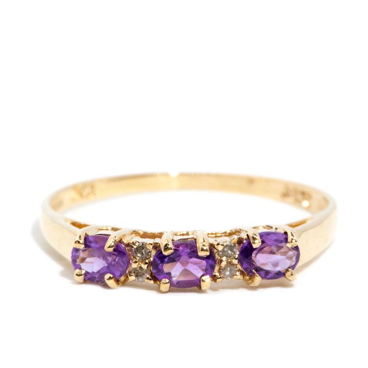 Amethyst & Diamond 9ct Gold Ring,