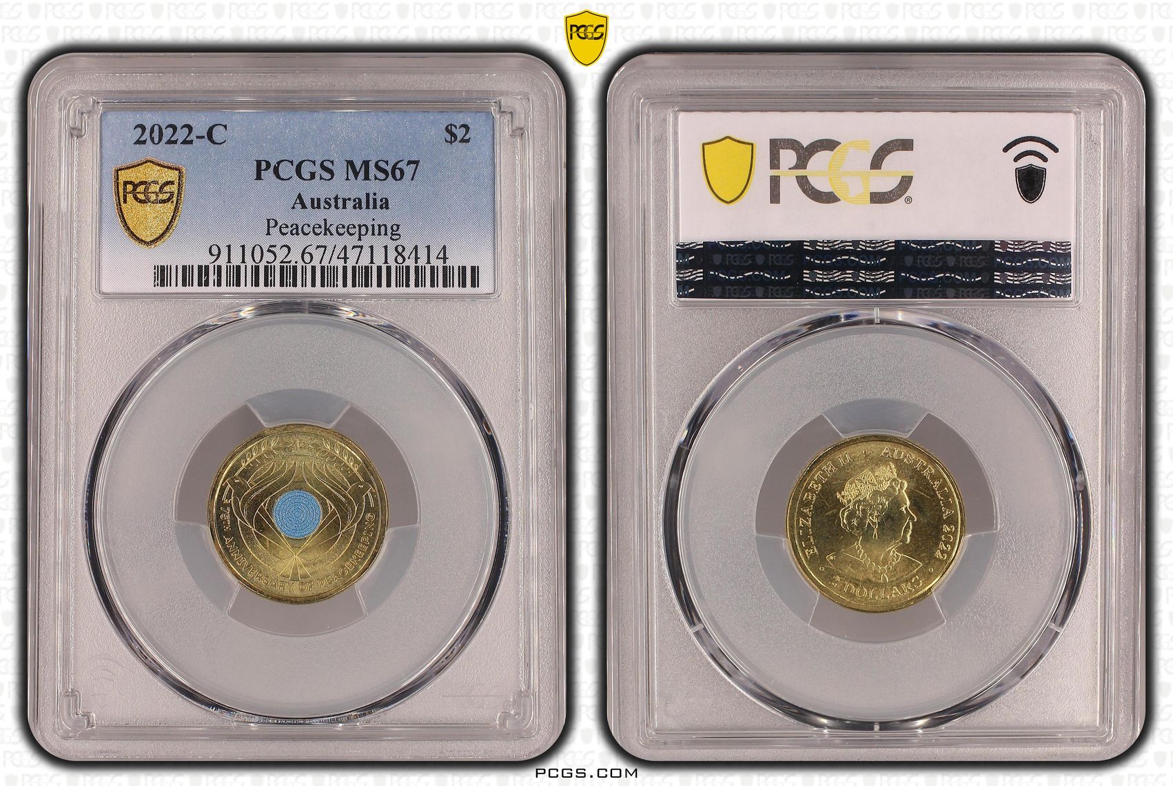 Elizabeth II, Peacekeeping Colorized, Two Dollar, 2022-C, PCGS MS67
