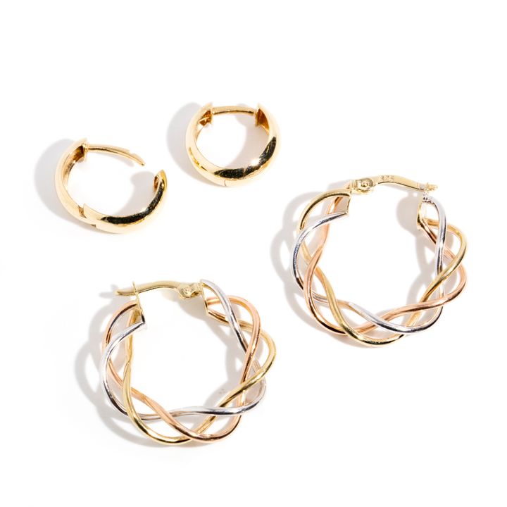 Two Pairs of 9 Carat Gold Earrings