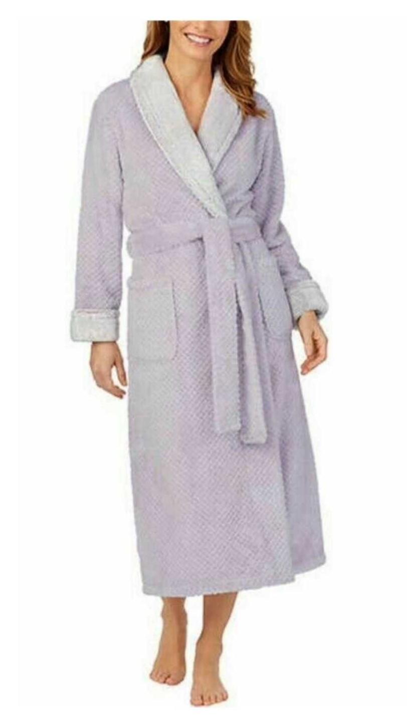Carole Hochman Women's Grey Textured Plush Wrap Robe / Various