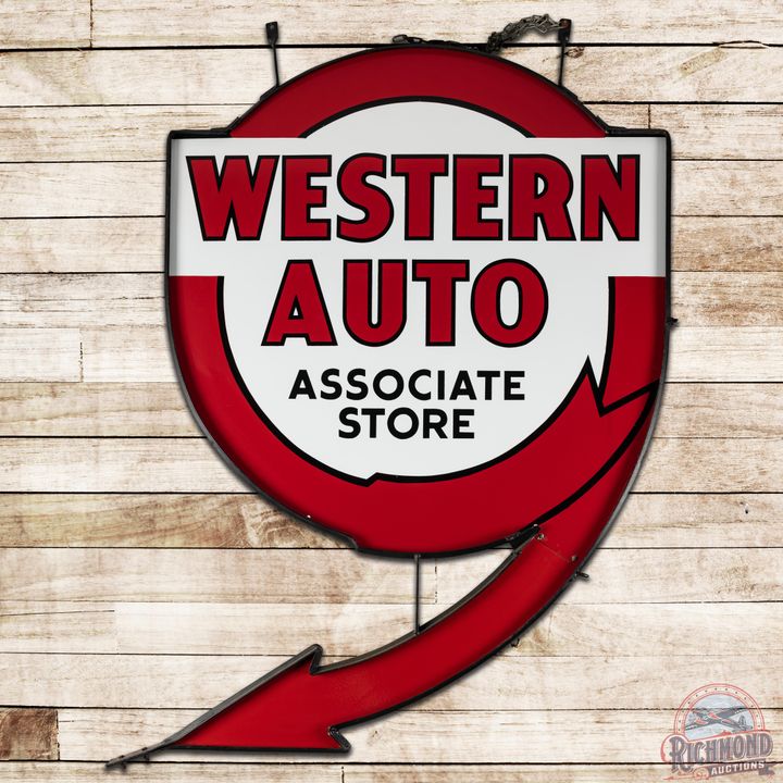 6' Western Auto Associate Store Red/White DSP Arrow Sign & Frame - 9.25 & 9