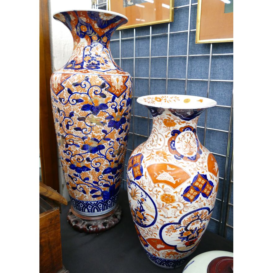 2pc Antique Japanese Imari Large Porcelain Vases 18'' and 25''