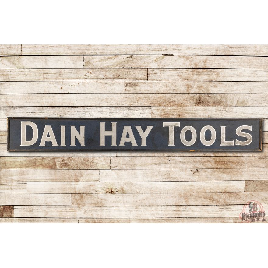 Rare 8' Dain Hay Tools Single Sided Wood Smaltz Sign