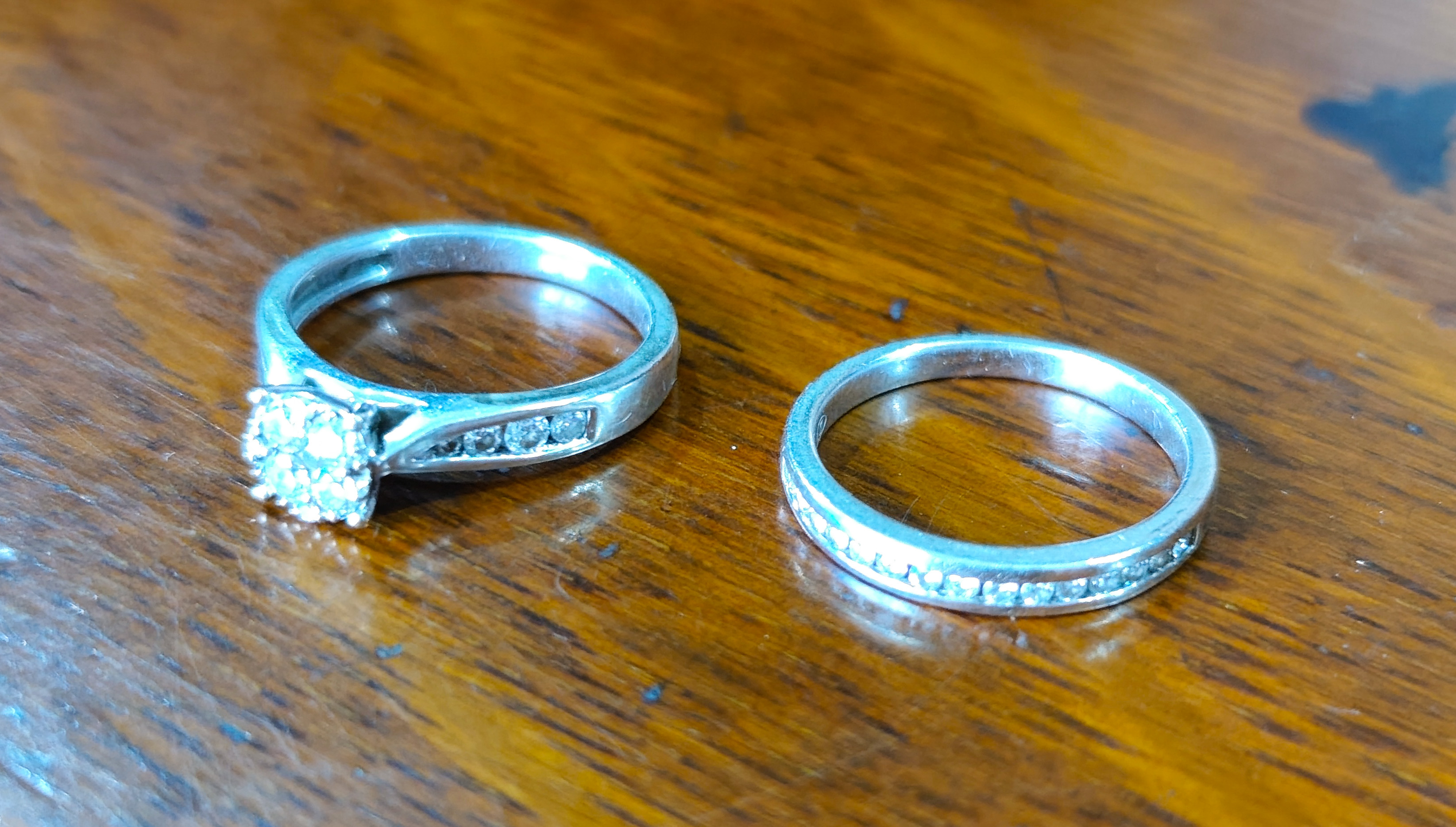 White Gold 9ct Rings with Clear Stones x 2 — NZ auction result