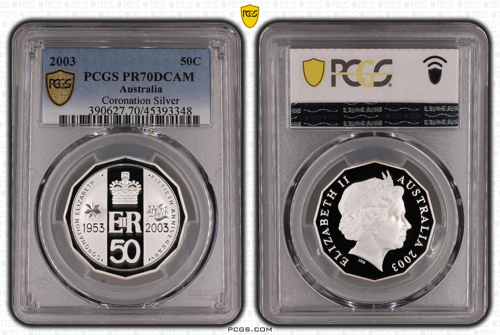 Elizabeth II, Silver Coronation, Fifty Cent, 2003, PCGS PR 70DCAM