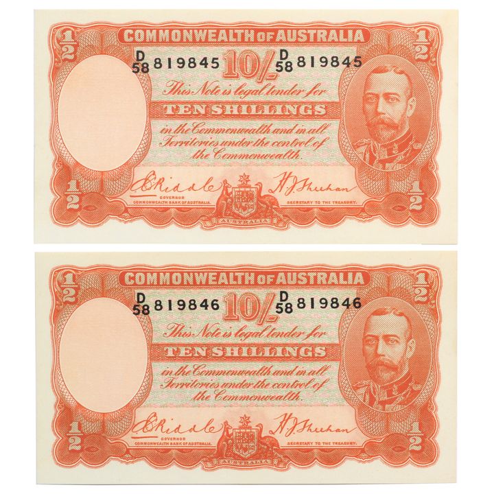 Riddle/Sheehan, Ten Shillings, 1936, UNC