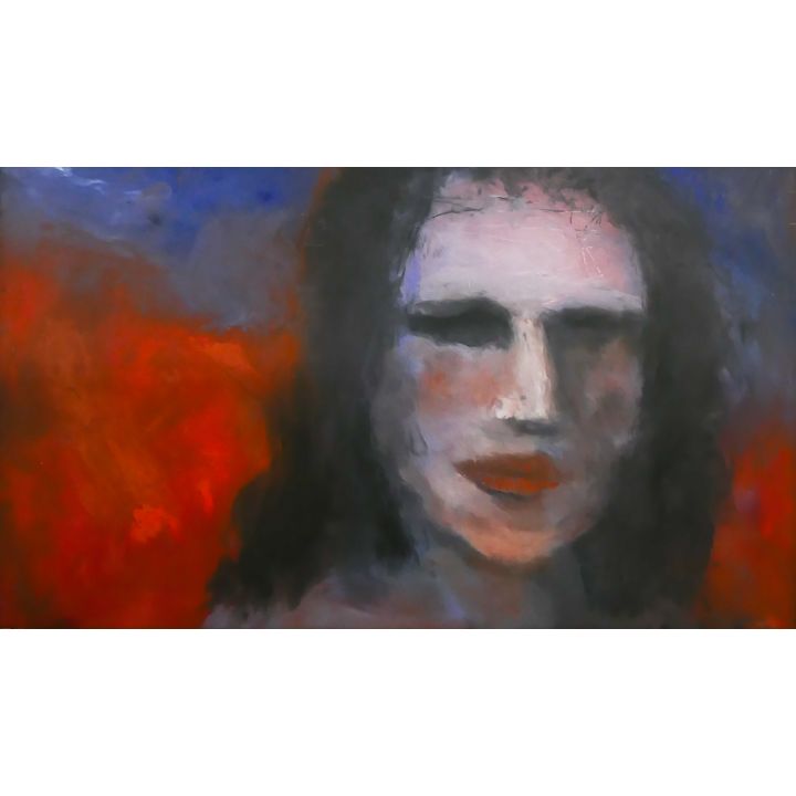 Reverse Painted Plexiglas Portrait. Unsigned.