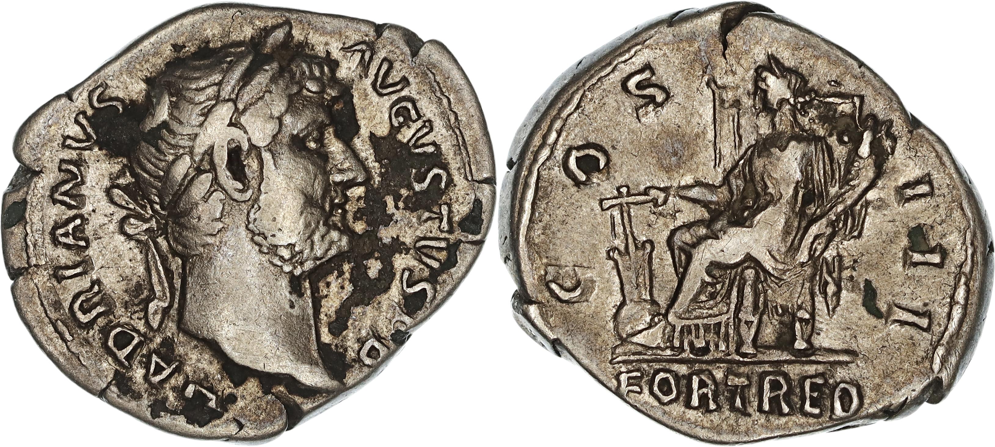 Roman Empire, Hadrian, Silver Denarius, 128-129 AD, nVF
