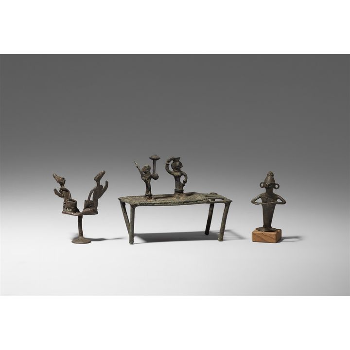 Two groups of figures and one figure. Central India, Orissa/Andhra Pradesh border region. Maliah-Kondh tribe. Late 19th/20th century