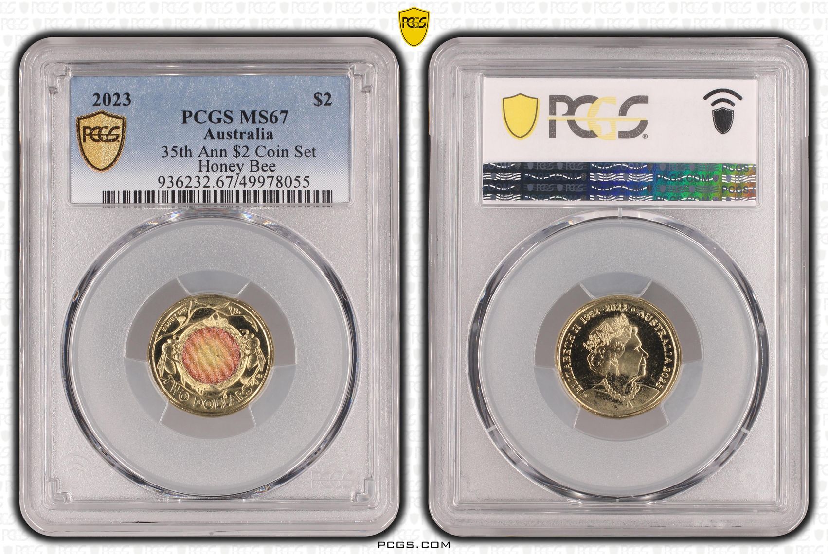 35th Ann $2 Coin Set Colorized Honey Bee , Two Dollar, 2023, PCGS MS67