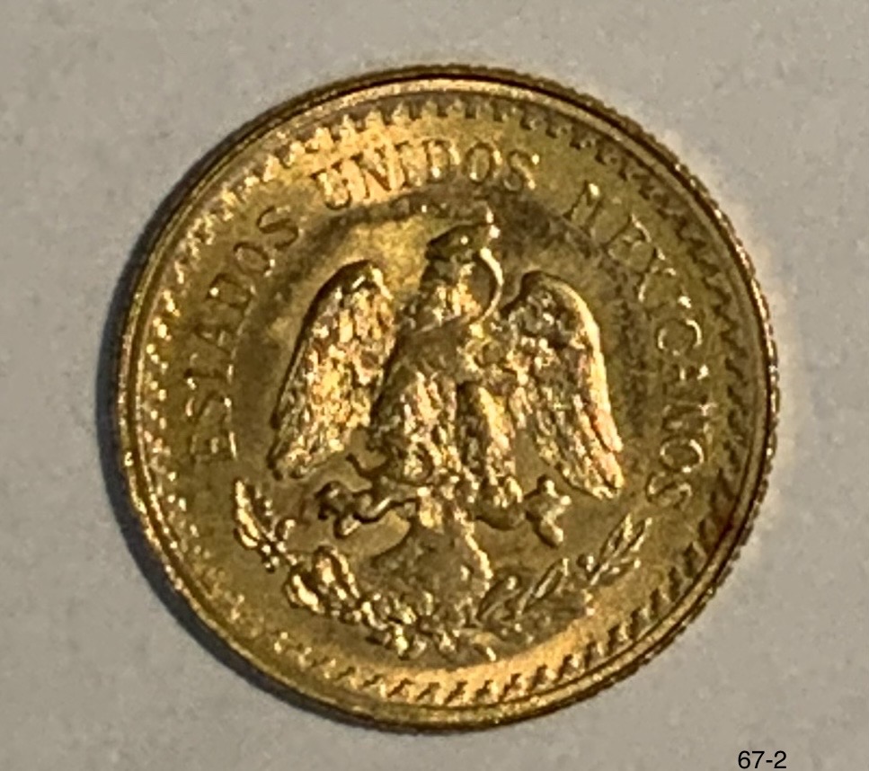 メキシコ-Mexico. イダルゴ像 2.5ペソ金貨(再鋳貨) 1945年 KM463