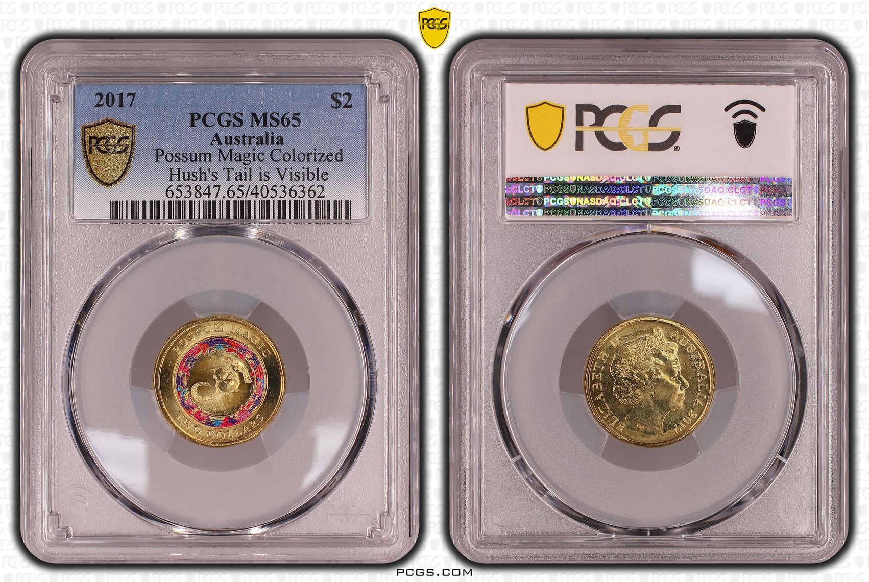 Possum Magic Colourised Hush's Tail is Visible, Two Dollar, 2017, PCGS MS65