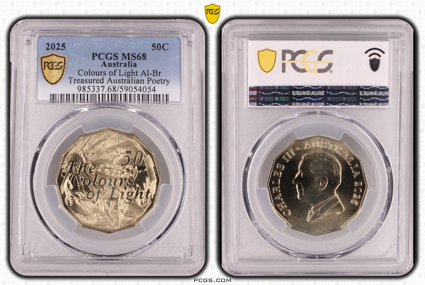 Colours of Light Al-Br Treasured Australian Poetry, Fifty Cent, 2025, PCGS MS68