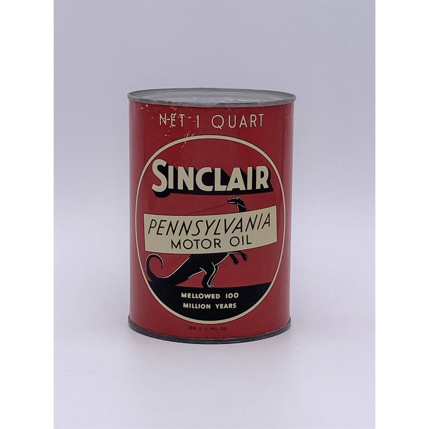 Sinclair Pennsylvania Motor Oil w/ Standing Dino Logo 1 Quart Can TAC 8+ Circa 1940's