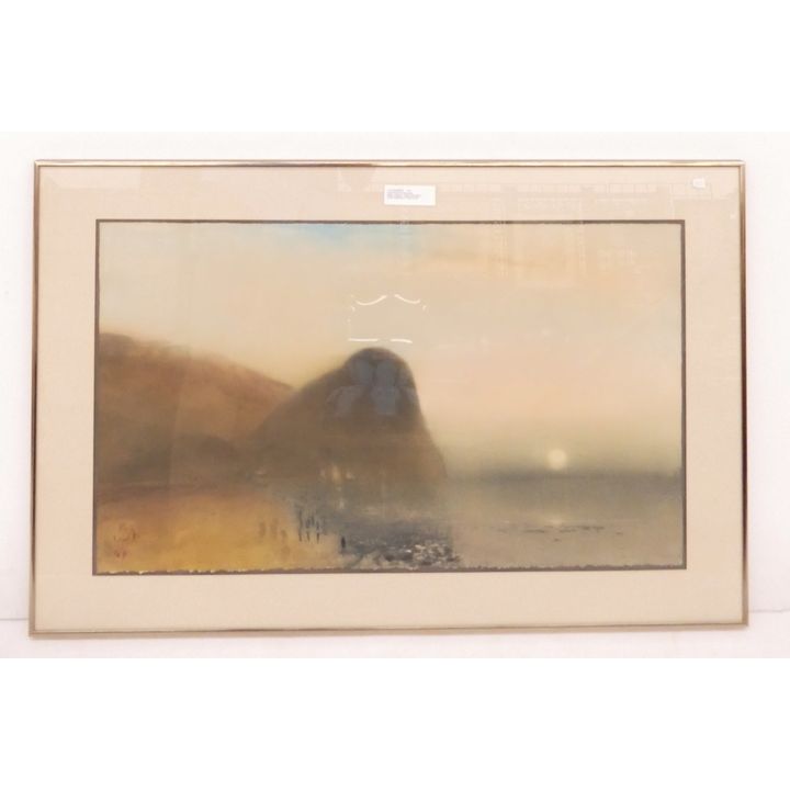 Artist Signed Seascape with Sailboat  Artist Proof Etching - 24x37'' framed