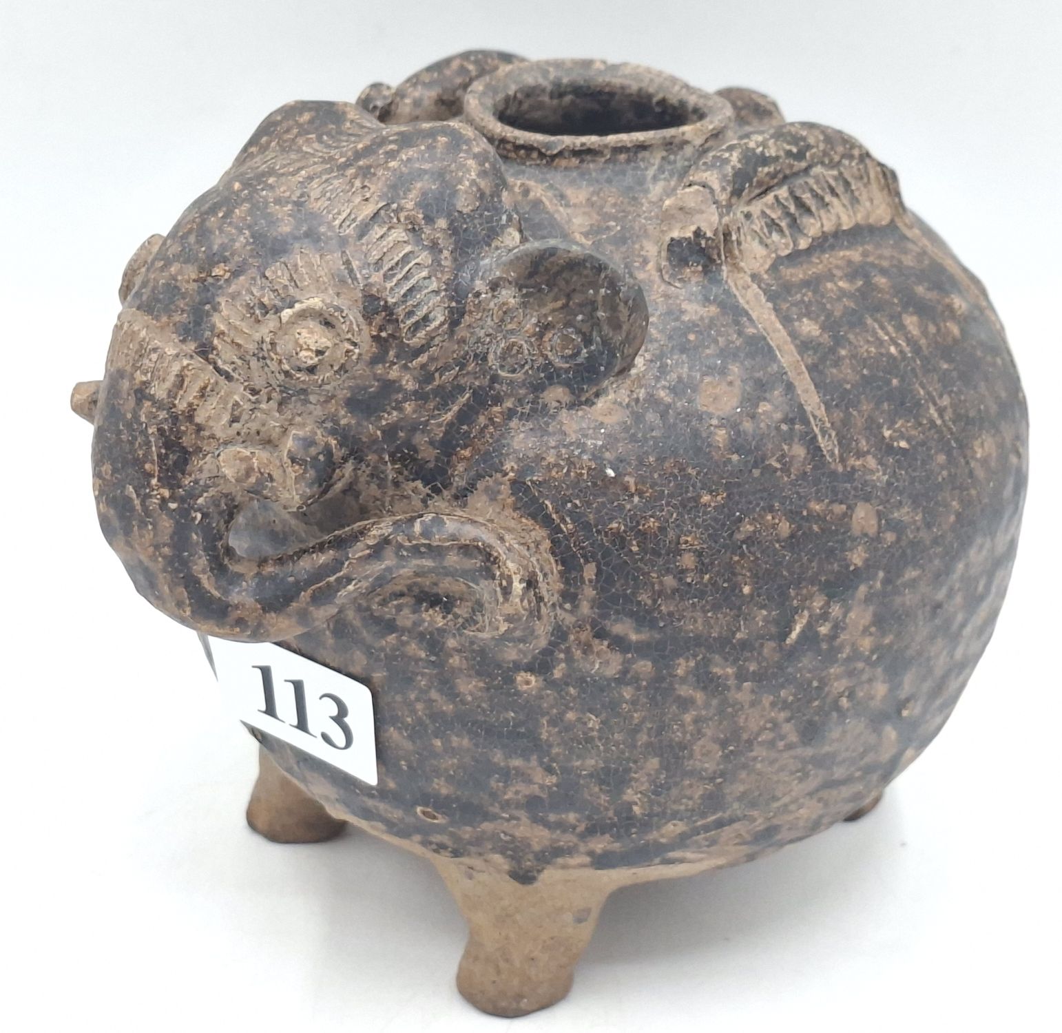 Khmer Pottery Elephant Lime Pot