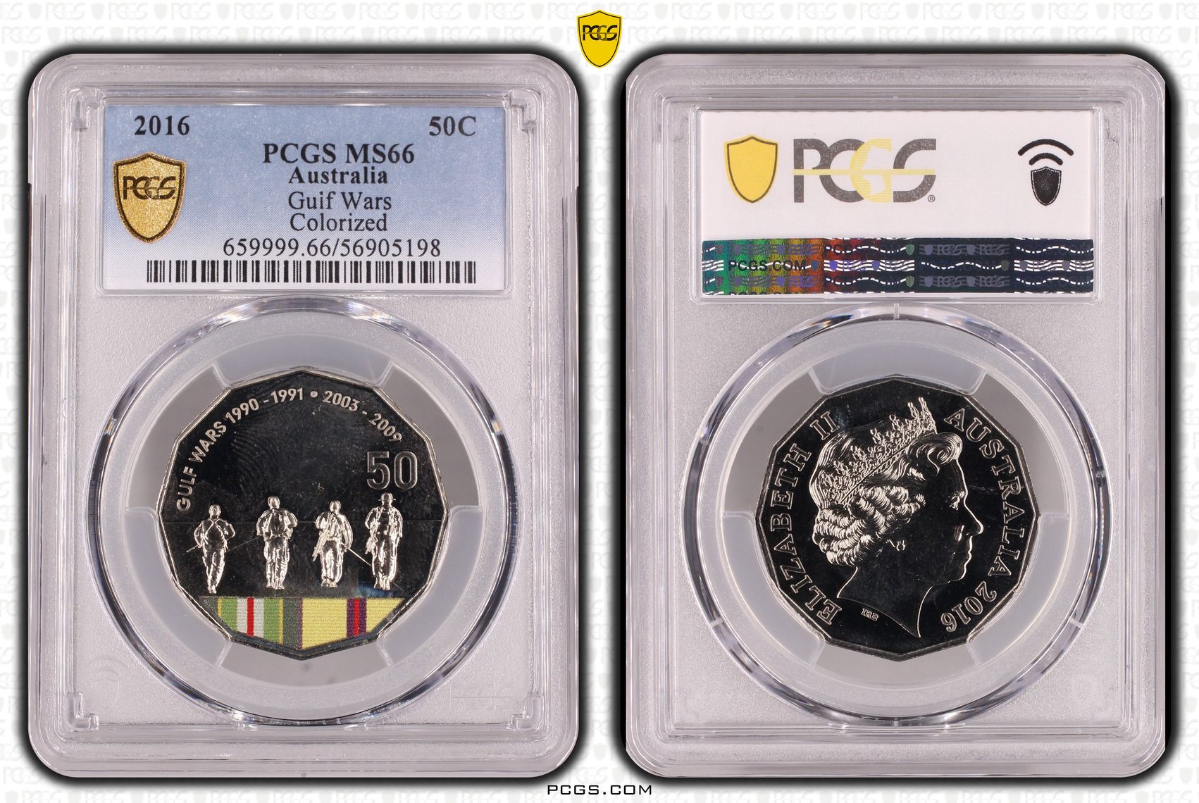 Gulf Wars Colorized, Fifty Cent, 2016, PCGS MS66