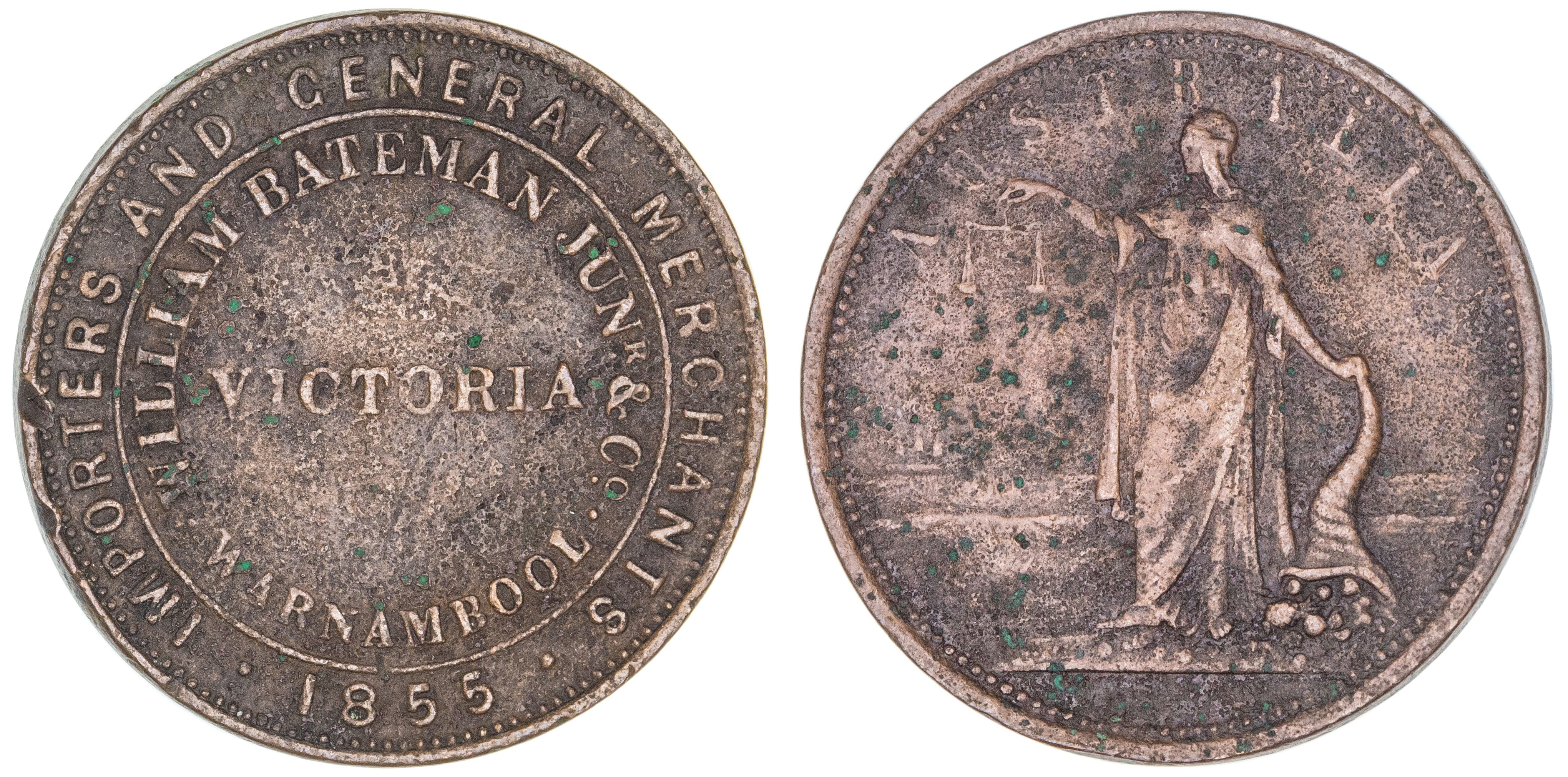 William Bateman Junior & Co., Warnambool, Vic., Penny, 1855, Fine