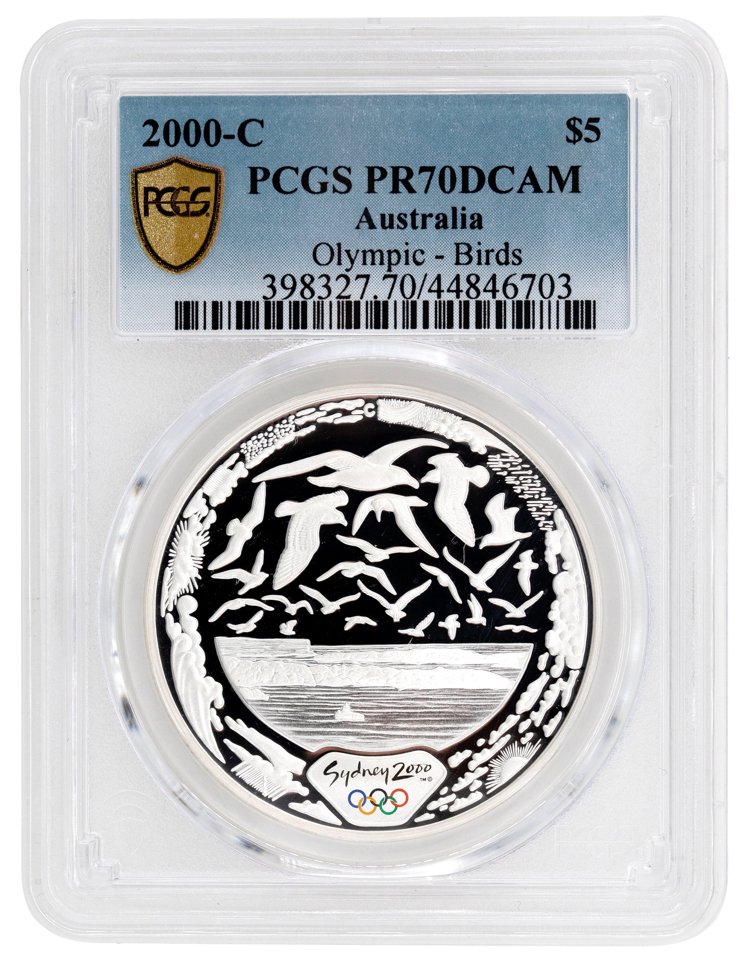 2000-C Australia Five Dollar, $5 Silver Proof Olympic - Birds PCGS - PR70DCAM POP 1/0 -703