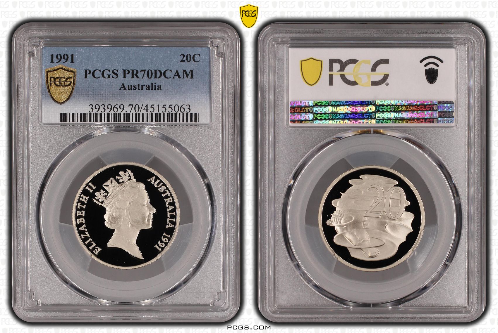 Elizabeth II, Twenty Cent, 1991, PCGS PR 70DCAM