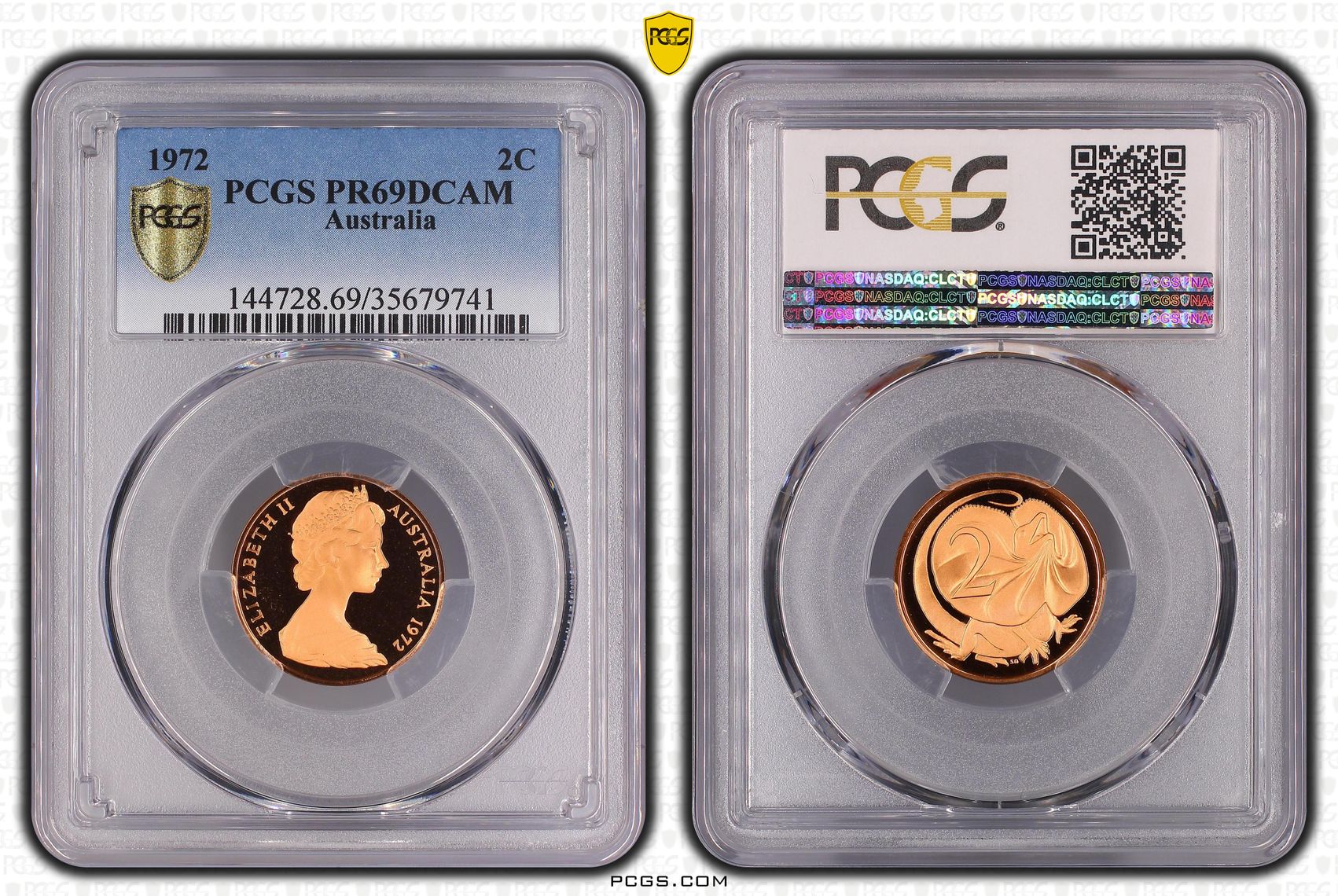 Elizabeth II, Two Cent, 1972, PCGS PR69DCAM