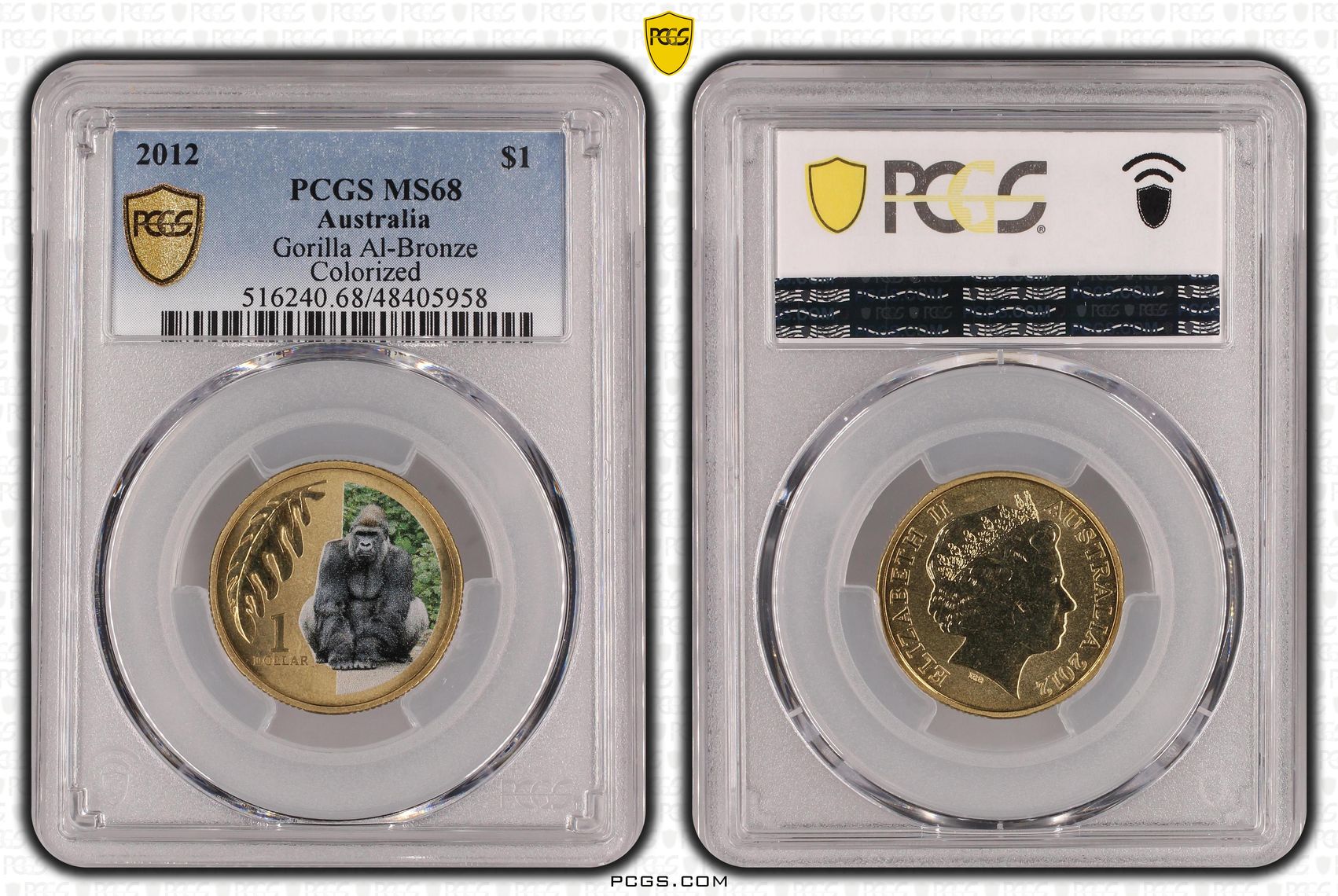 Elizabeth II, Gorilla Al-Bronze, One Dollar, 2012, PCGS MS68