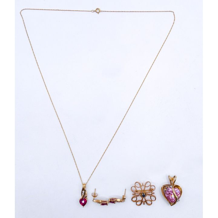 Box 10k Colored Stone Assorted Jewelry - 9.7 Grams TW