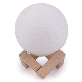 16 Colour 3D Moon Lamp 15cm Diameter USB Charged Wooden Base|