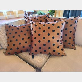 Set of 4 Bronze with Black Polka Dot Accent Pillows by Borgata