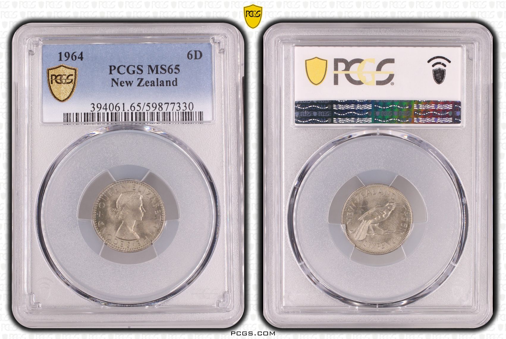 New Zealand , Sixpence, 1964, PCGS MS65