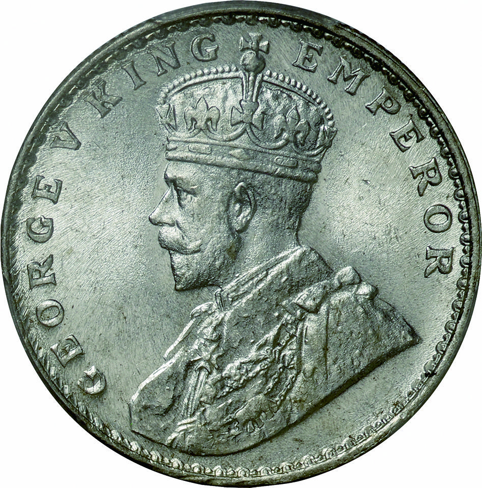イギリス領インド ジョージ5世 1/4ルピー銀貨 1928 NGC MS63 - 旧貨幣 