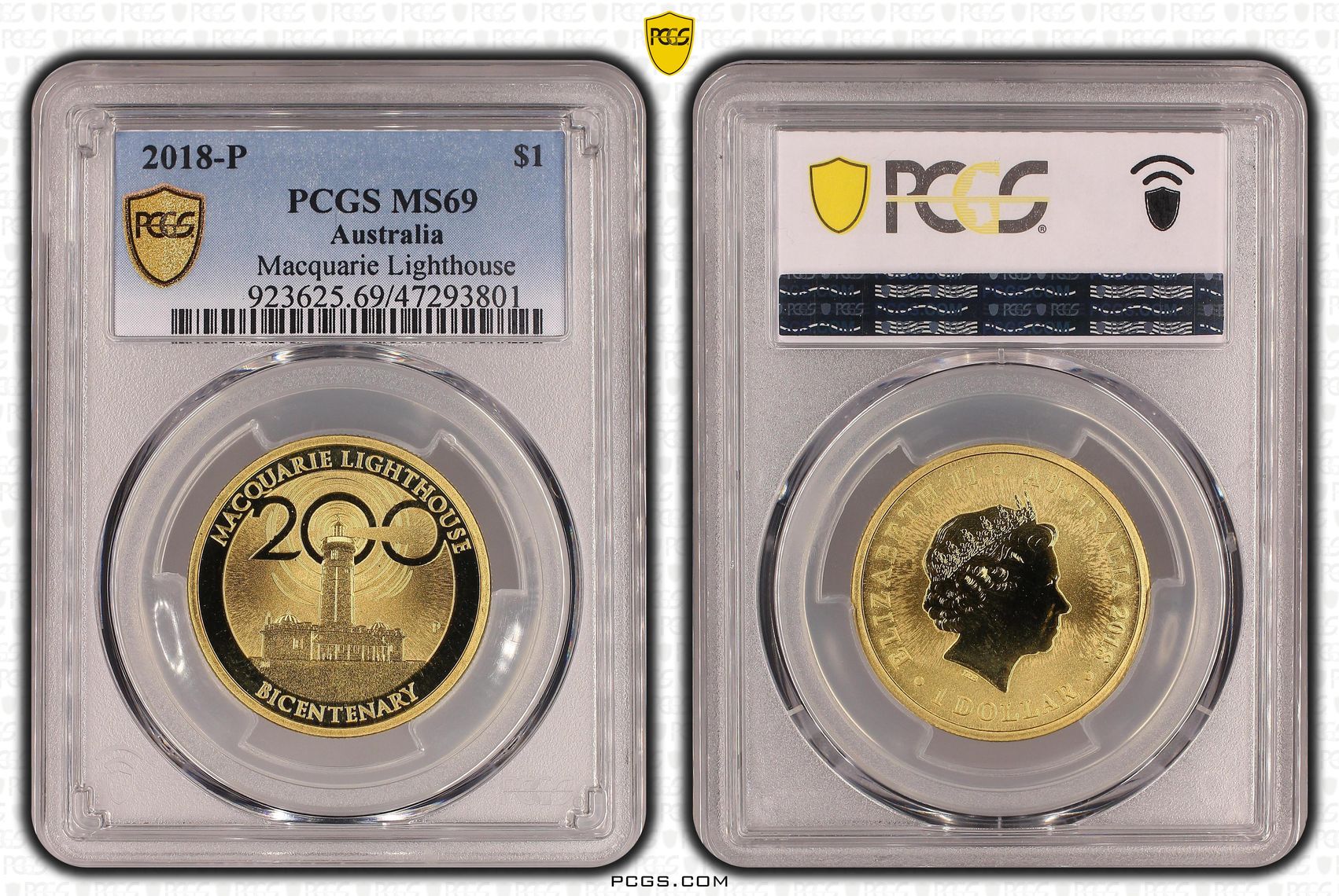 Macquarie Lighthouse, One Dollar, 2018-P POP Report 19/0, PCGS MS 69