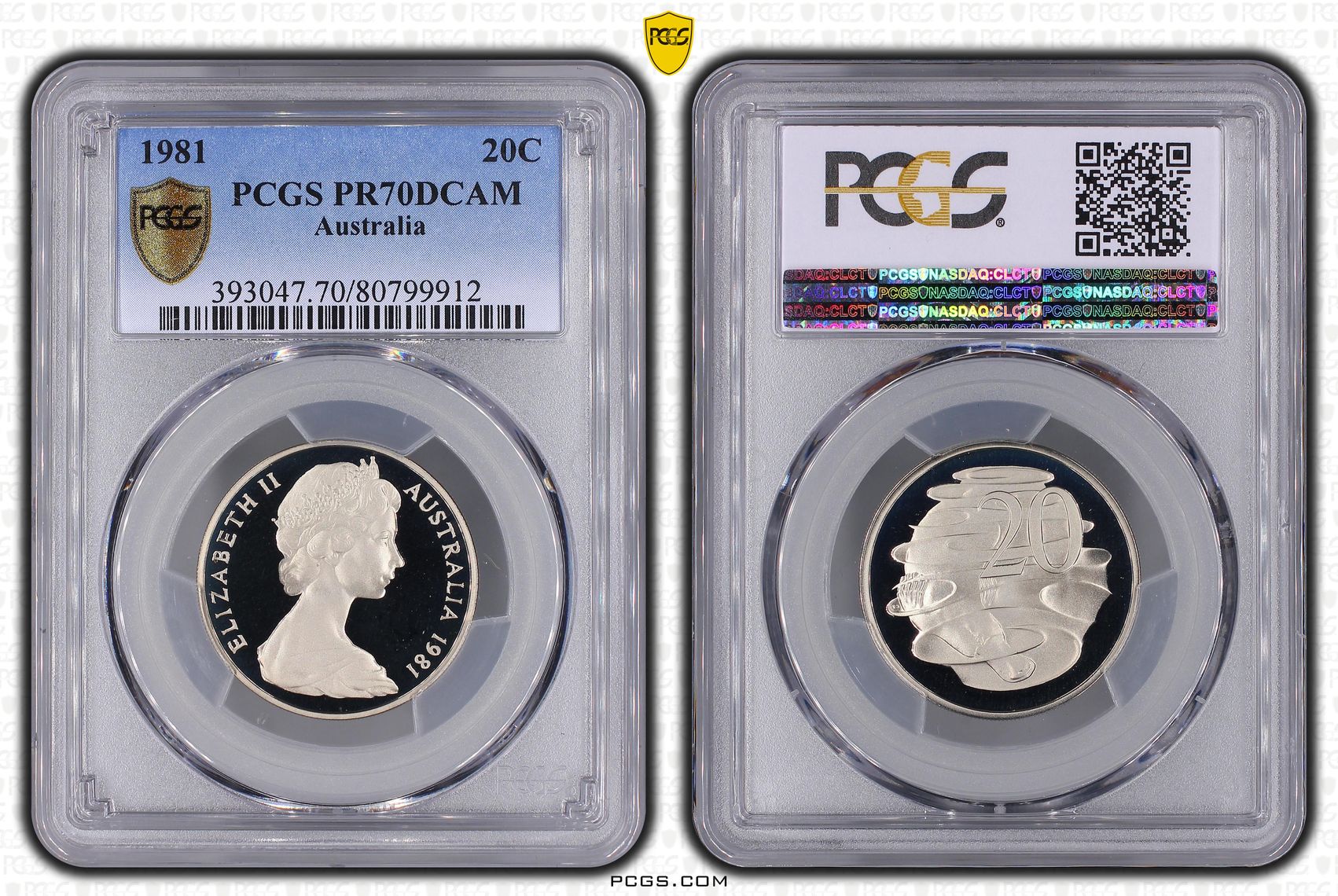Top pop, Twenty Cent, 1981, PCGS PR70DCAM