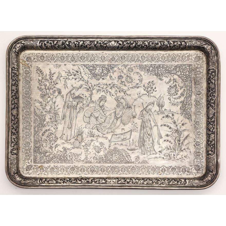 Persian Iran 84 Silver Scenic Serving Tray