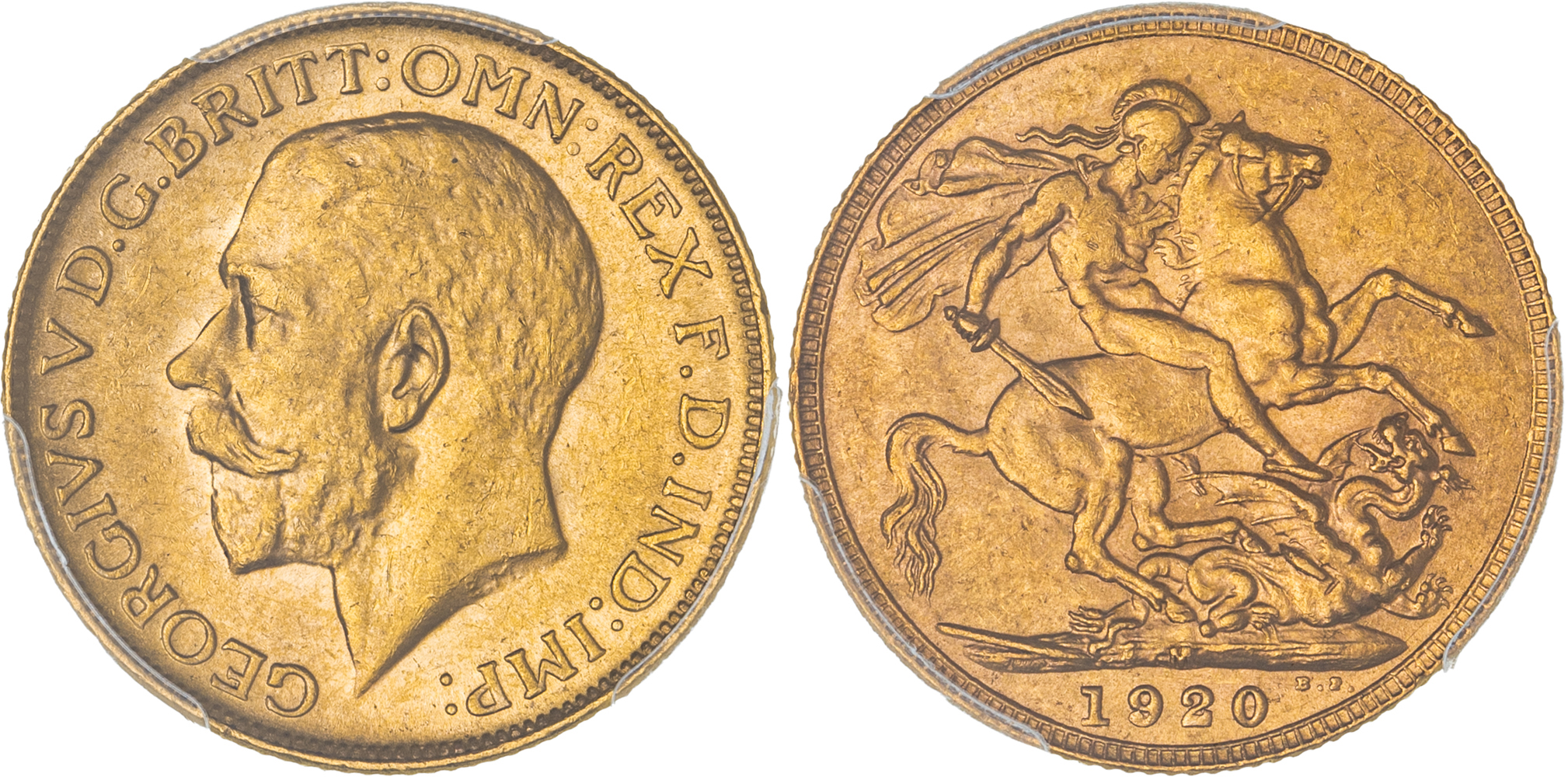 George V, St George Reverse, Sovereign, 1920-M, PCGS MS62