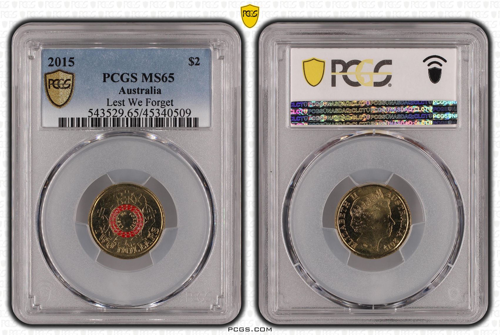 Lest We Forget, Two Dollar, 2015, PCGS MS65