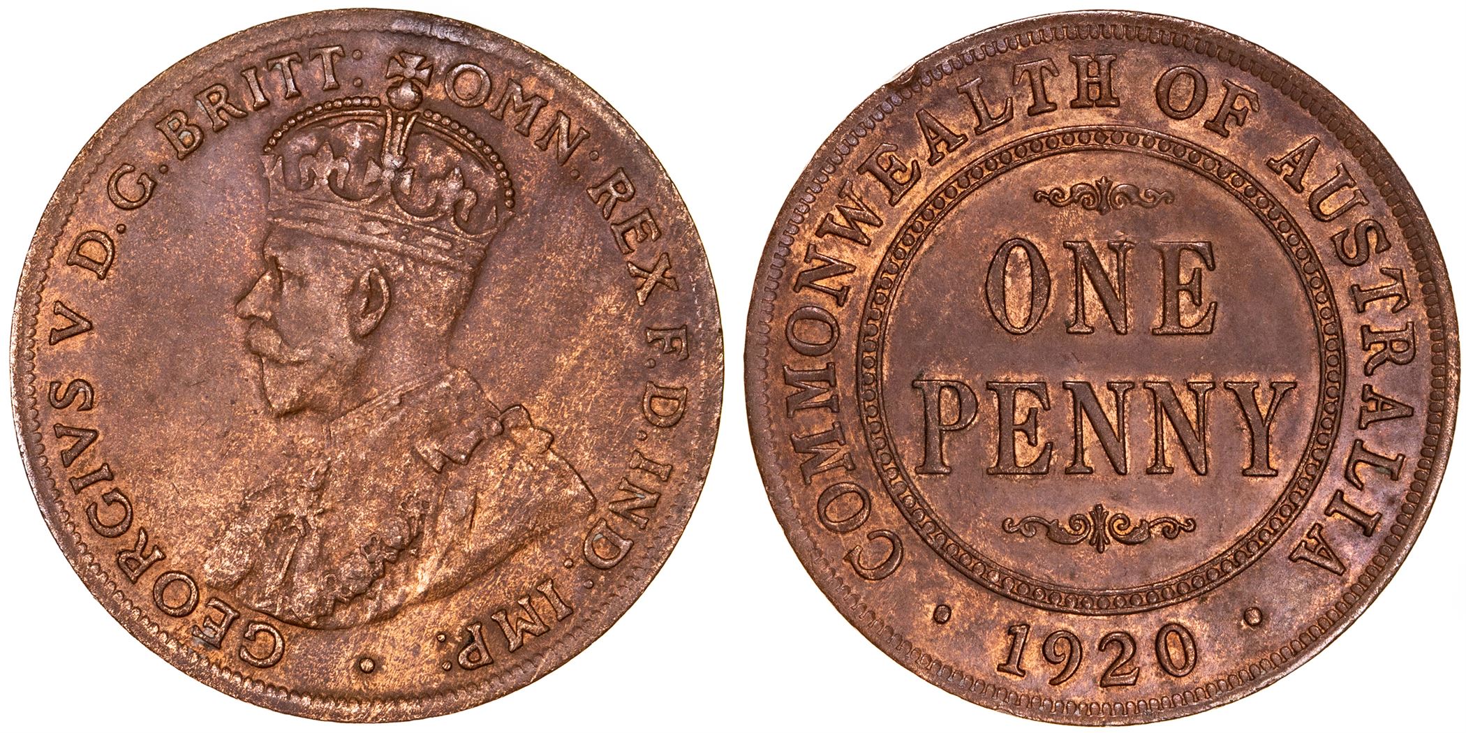 George V, Penny, 1920, UNC