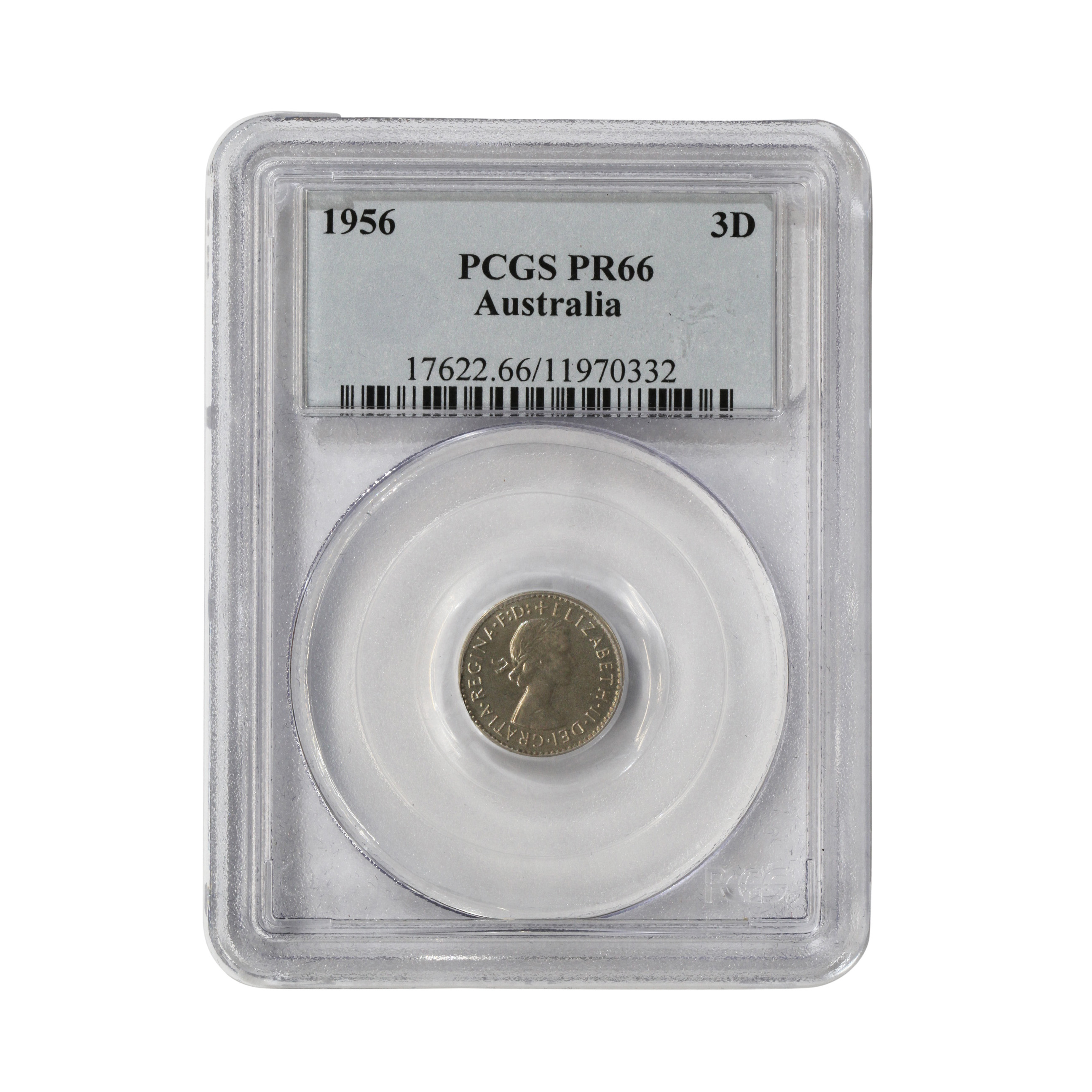 Elizabeth II, Threepence, 1956, PR 66