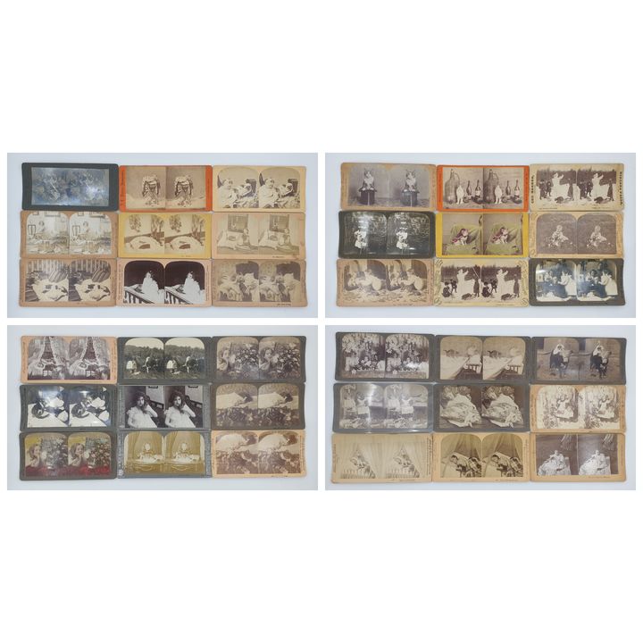Stereograph Cards - Cats & Children (x36)