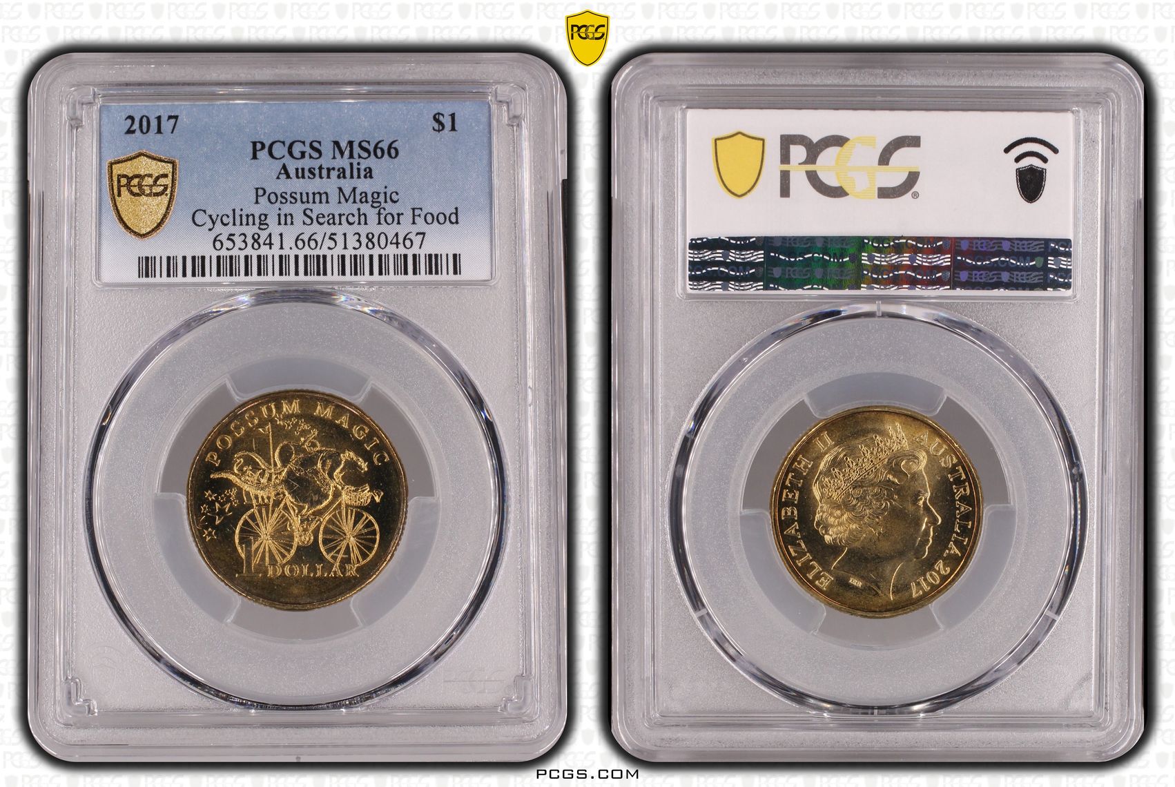 Possum Magic - Cycling in Search for Food, One Dollar, 2017, PCGS MS66