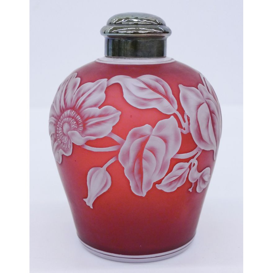 Webb Cameo Glass Floral Perfume Bottle