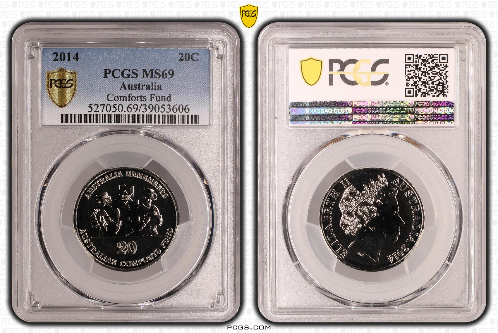2014 Australia Twenty Cent, 20c Australia Comforts Fund PCGS - MS69 POP 15/0 -606