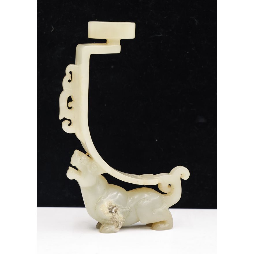Chinese Jade Figural Candlestick