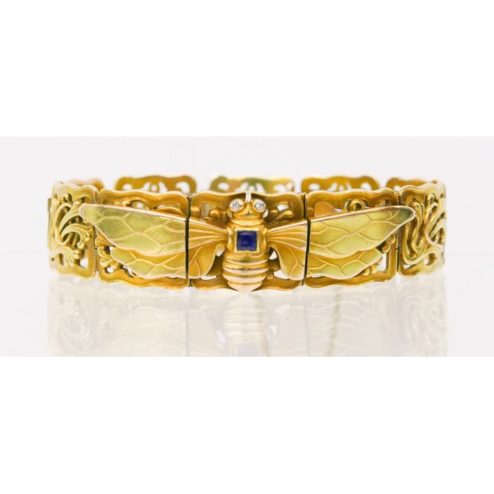 Riker Bros. 14k Art Nouveau Bee Bracelet