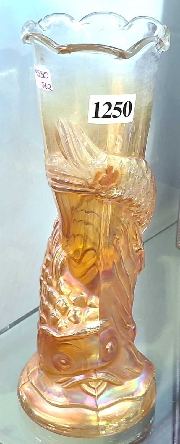 Carnival Glass Fish Vase